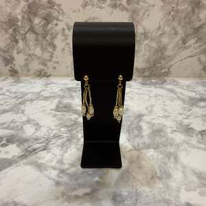 Vintage Napier Gold Tone Dangle Drop Rope Chain Pearl Earrings
